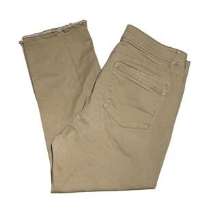 Democracy Womens 16 Tan Khaki Ab Solution Frayed Hem Crop Pants Comfort Stretch